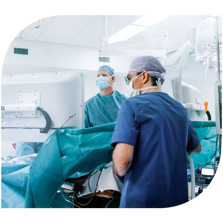 Two surgeons operating in the OR