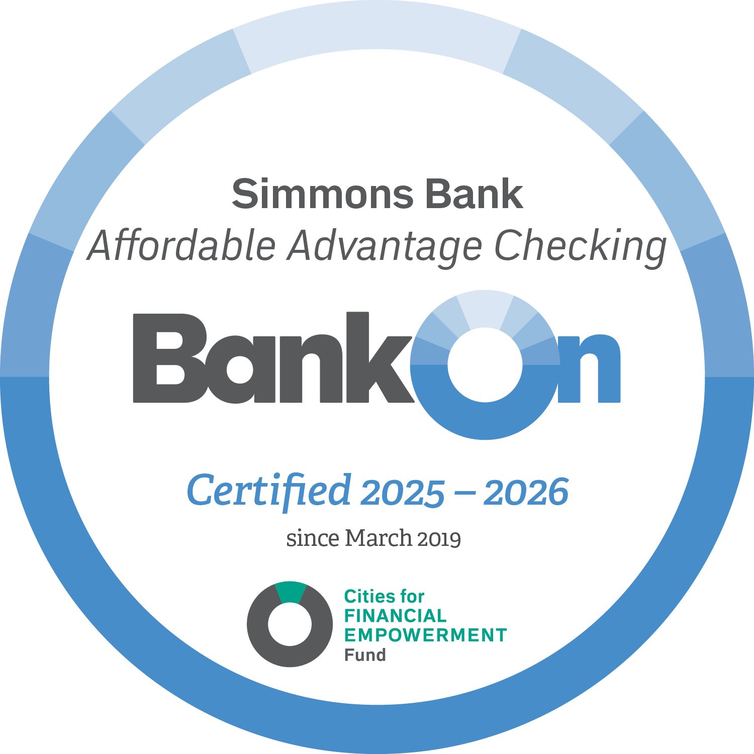 Simmons Bank Affordable Advantage Checking - Bank On Certified since 2019